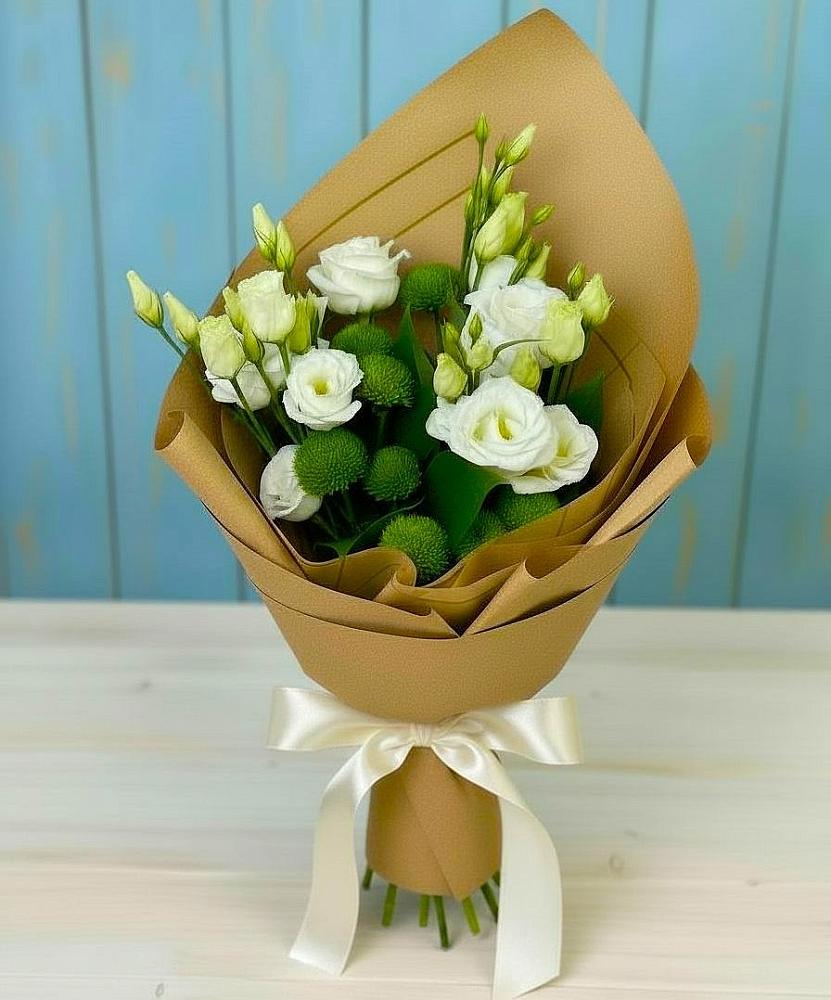 Букет цветов из: Хризантемы и Лизиантусы в Красногвардейском Республика Крым