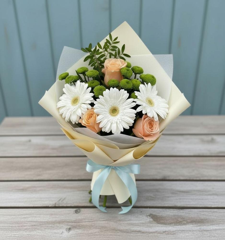 Букет цветов из: Герберы, Розы и Хризантемы в Красногвардейском Республика Крым