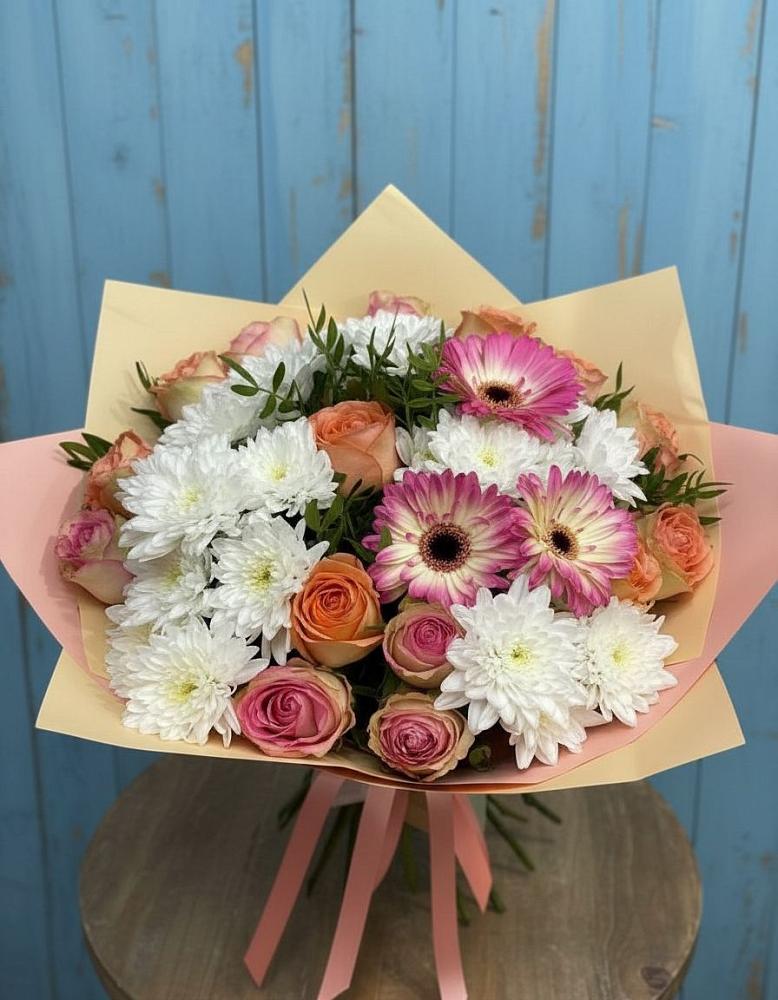 Букет цветов из: Розы, Герберы и Хризантемы в Красногвардейском Республика Крым