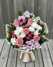 Букет цветов из:  Альстромерии, Гвоздики, Розы и Хризантемы в Красногвардейском Республика Крым