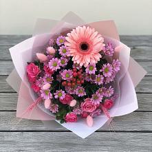 Букет цветов из:  Розы, Герберы и Хризантемы в Красногвардейском Республика Крым